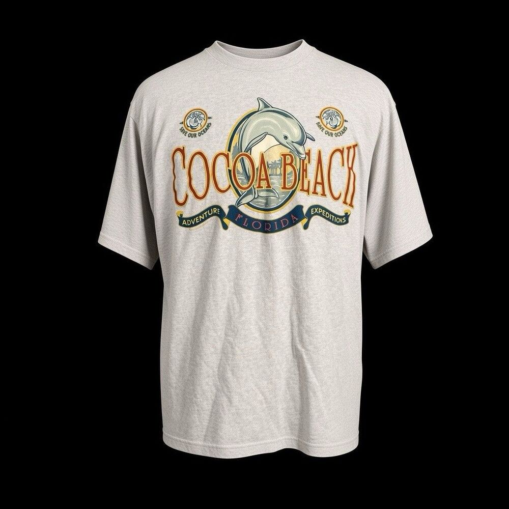 Vintage 80s Cocoa Beach Florida Lined T-Shirt Men’s XL Graphic Tee Made In USA